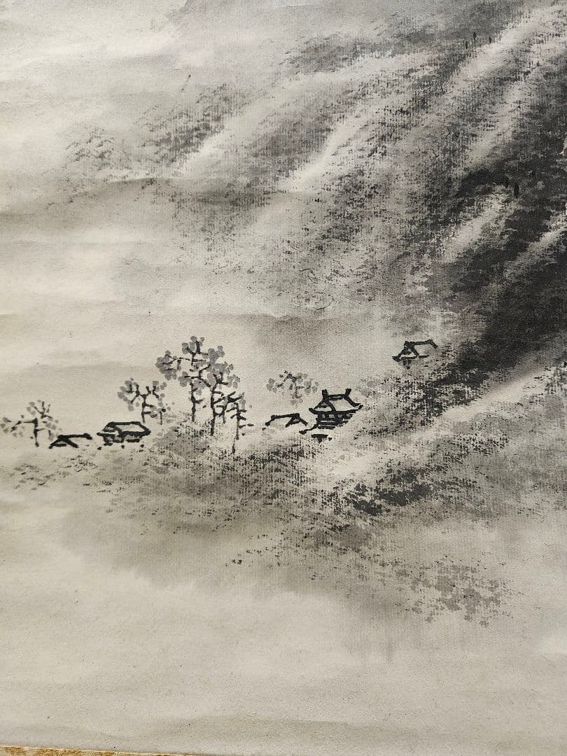 林文塘 2点 ［蛍 に舟上美人図］［連峯］ 水墨画 掛軸 真作 - メルカリ