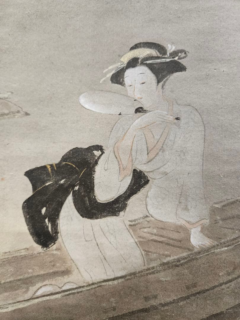 林文塘 2点 ［蛍 に舟上美人図］［連峯］ 水墨画 掛軸 真作 - メルカリ