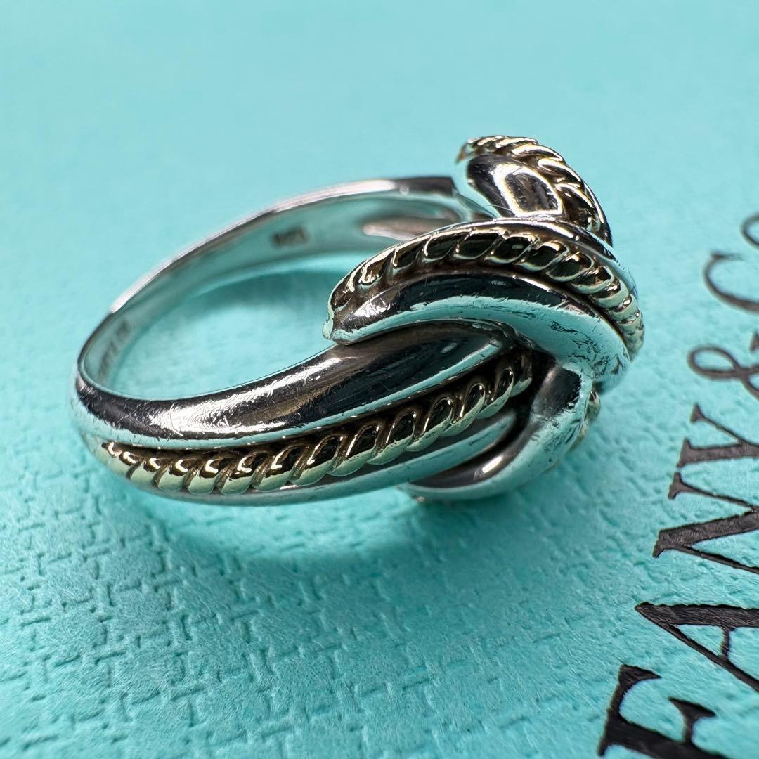 【美品】約11号 ティファニー シグネチャークロス Au750 SV925コンビ