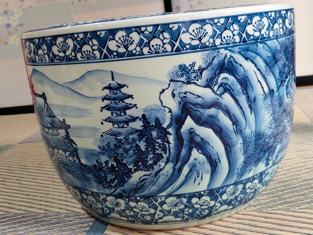 昭和レトロ 火鉢 常滑製 みや古焼 陶器 大きい火鉢 和風 中国風