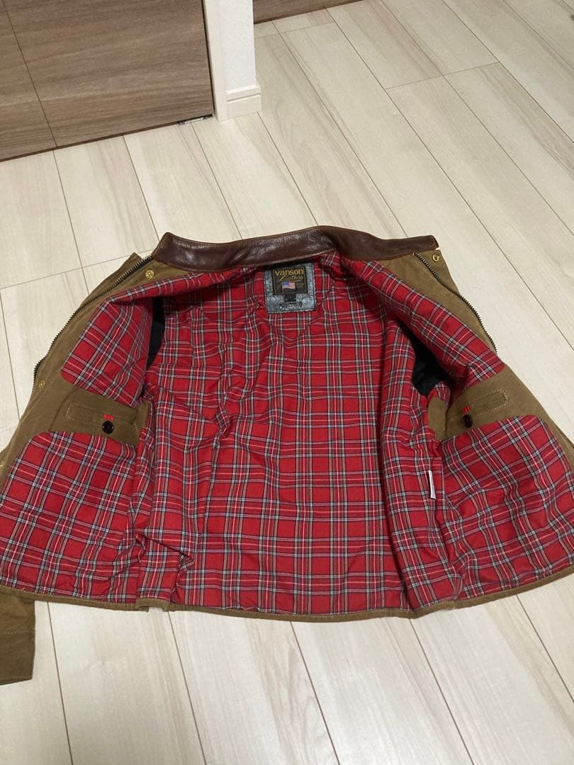 バンソン ボーダー オイルドコットン ライダースジャケット ストーマー