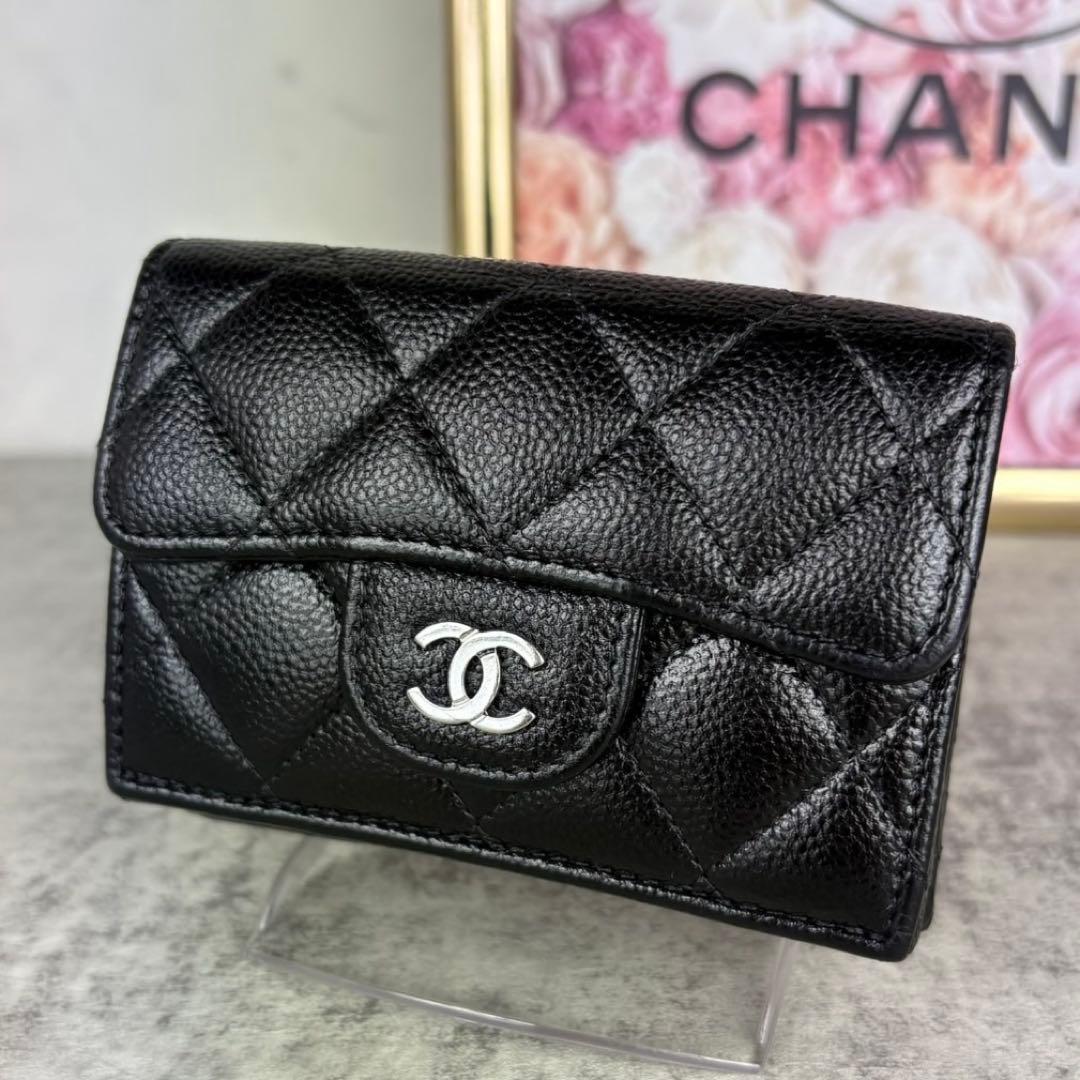 CHANEL マトラッセ キャビアスキン 三つ折り ナノ財布 クラシック