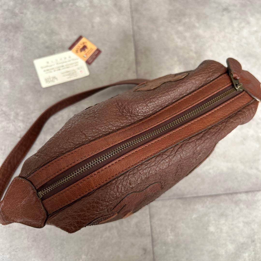 希少　IBIZA ペッカリー　パッチワーク　ショルダーバッグ　葉　本革