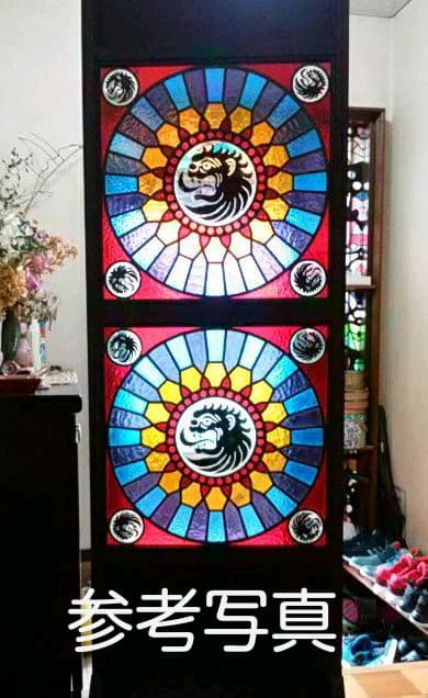 絵付け ストーンヘンジ ステンドグラスパネル 高さ約115cm幅約55cm