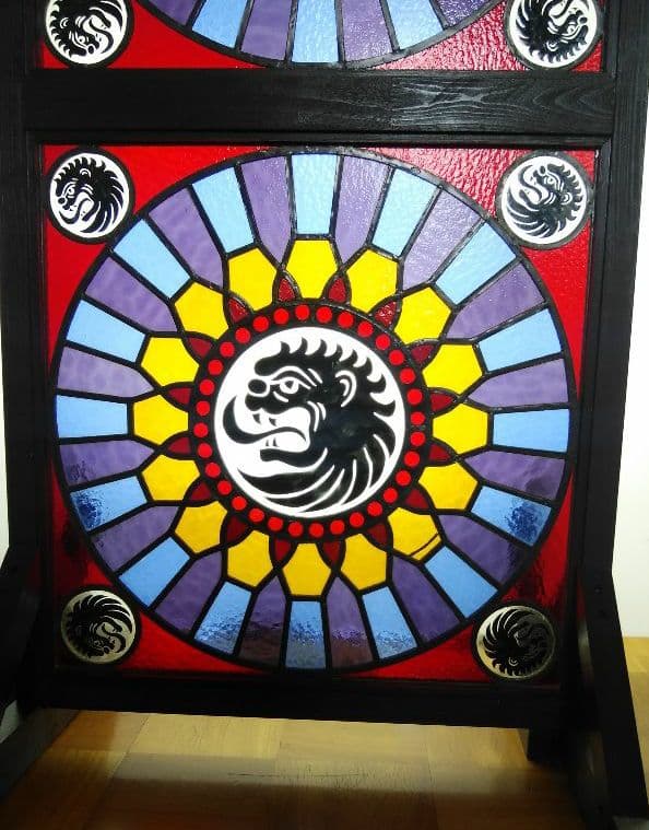 絵付け ストーンヘンジ ステンドグラスパネル 高さ約115cm幅約55cm