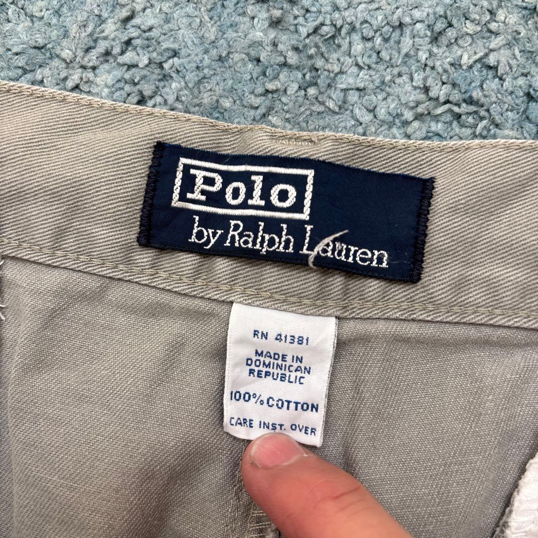 ラルフローレン ポロチノ 四角タグ ツータック グレー 初期 ダブル