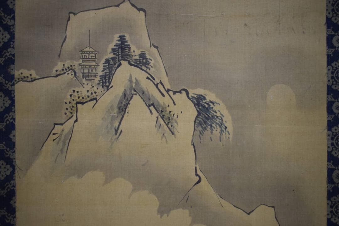 模写/狩野探幽/山水図/布袋屋掛軸HI-317