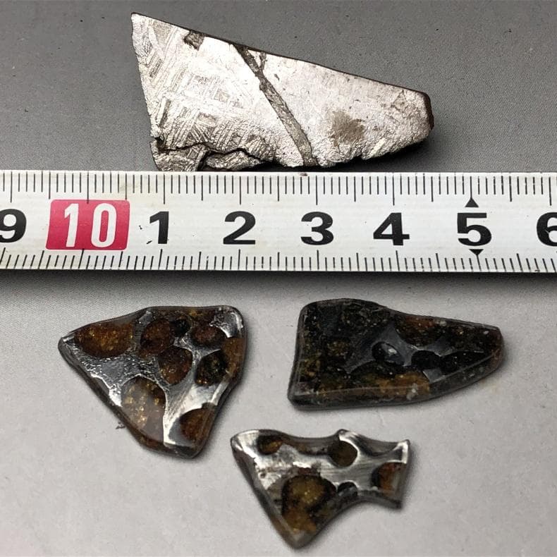 隕石 アルタイ隕石 原皮付き 石鉄隕石 パラサイト隕石 4点 重さ39