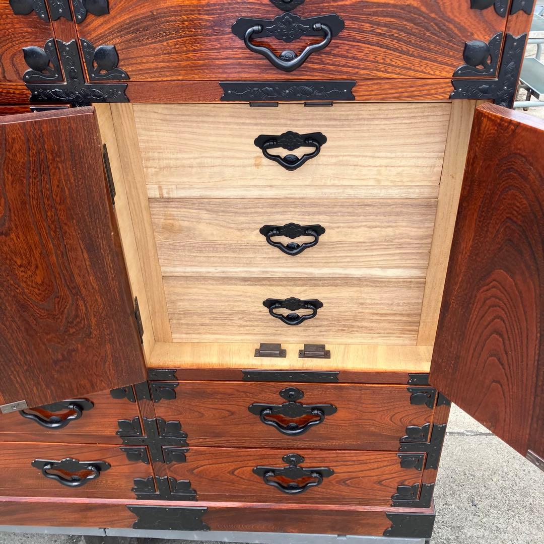 仙台箪笥 伊達箪笥 漆塗り 6段13杯 引き出し 和箪笥 帳場箪笥 サイド