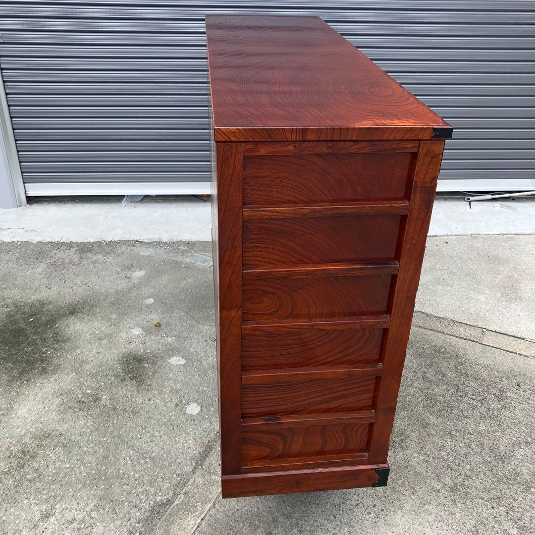 仙台箪笥 伊達箪笥 漆塗り 6段13杯 引き出し 和箪笥 帳場箪笥 サイド