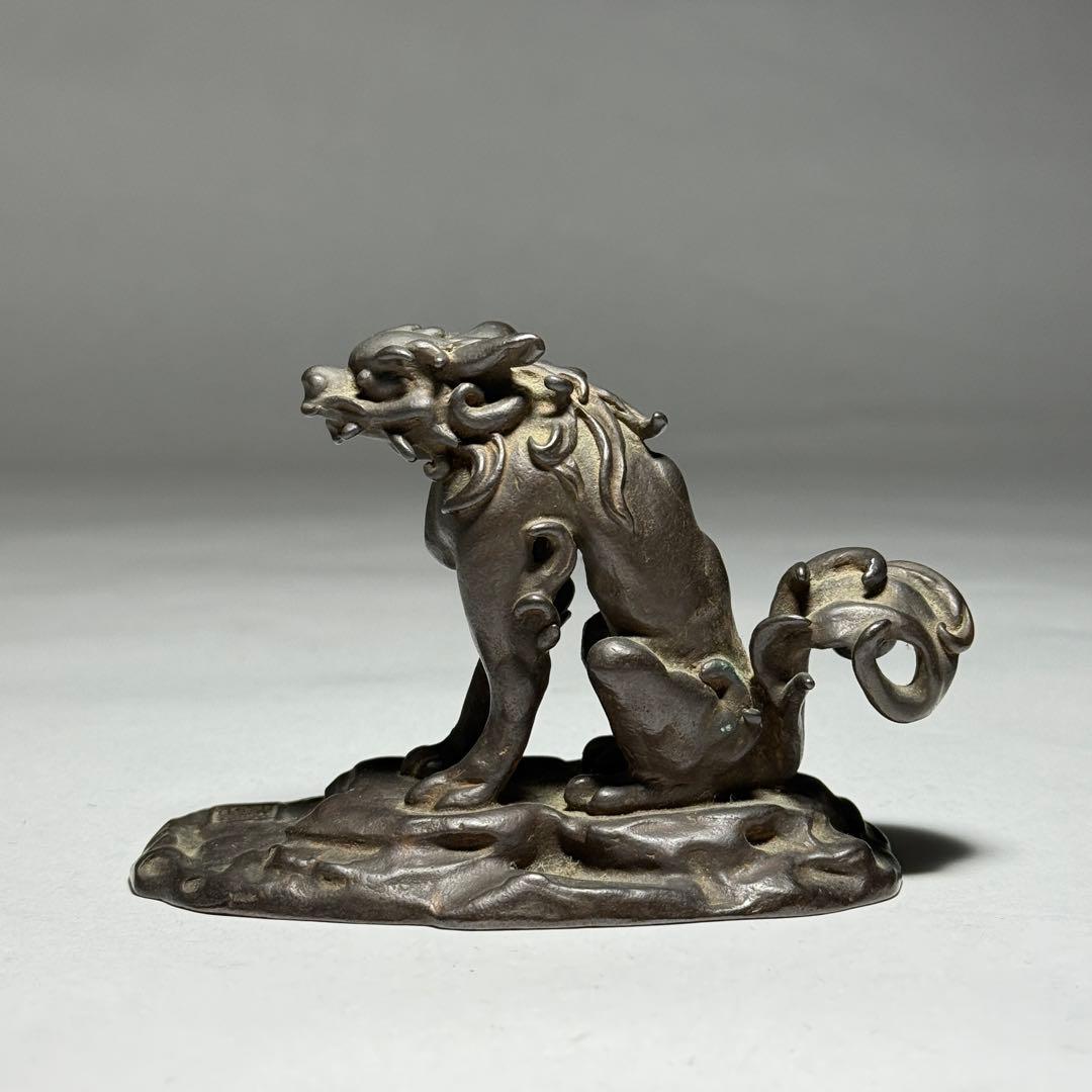 ◆ 銅獅子置物 【名取川雅司】作 斗鎮 文鎮 高岡銅器 ブロンズ 書道具 未使用