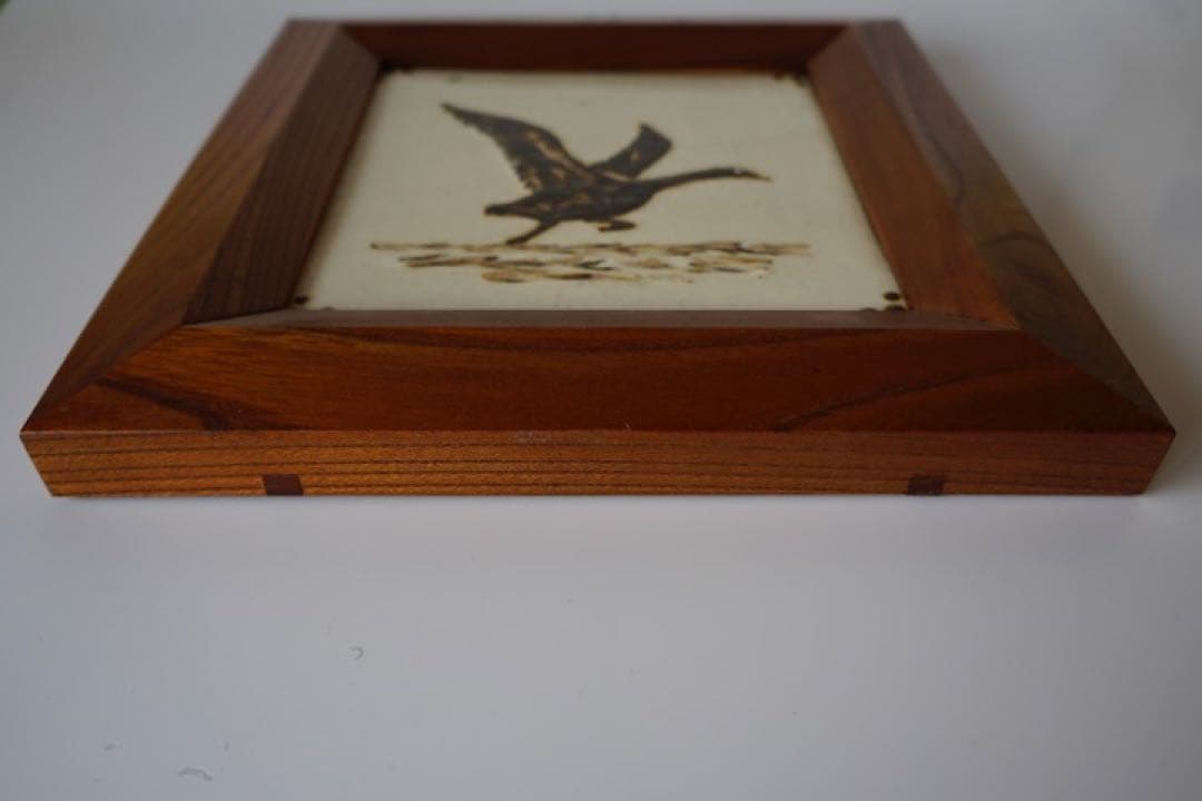 K92 人気作家 舩木研兒 陶板 『 猫 』 民藝 額装 壁掛 真作保証 K92