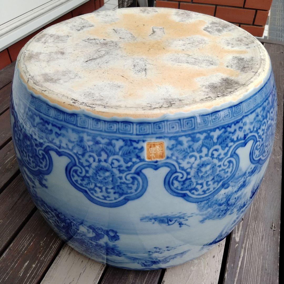 中国骨董50年以上旧蔵唐物 染付手絵山水紋大