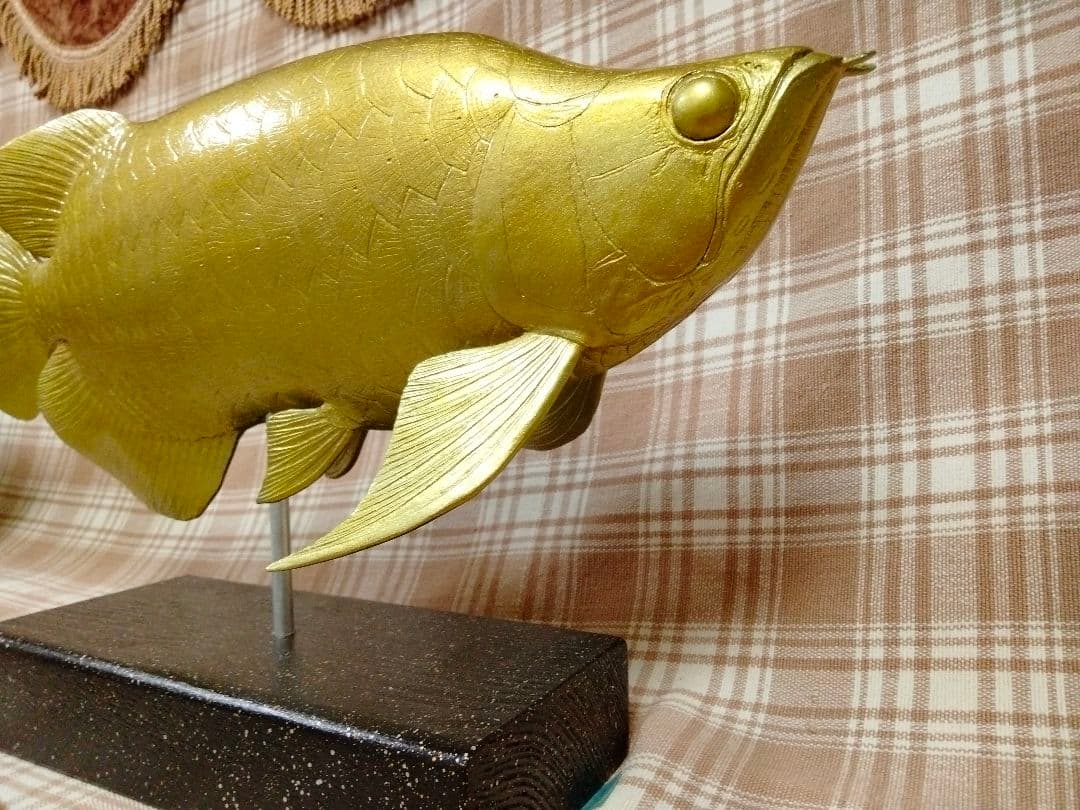 新作1 36cmアロワナ 魚模型 フィギュア レプリカ 魚オブジェ 金色 縁起物