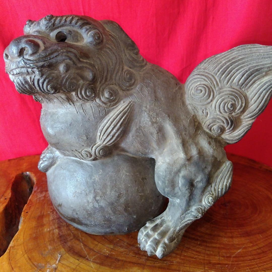 唐津焼、中里天祐作、獅子の置物、茶釜、2点セット