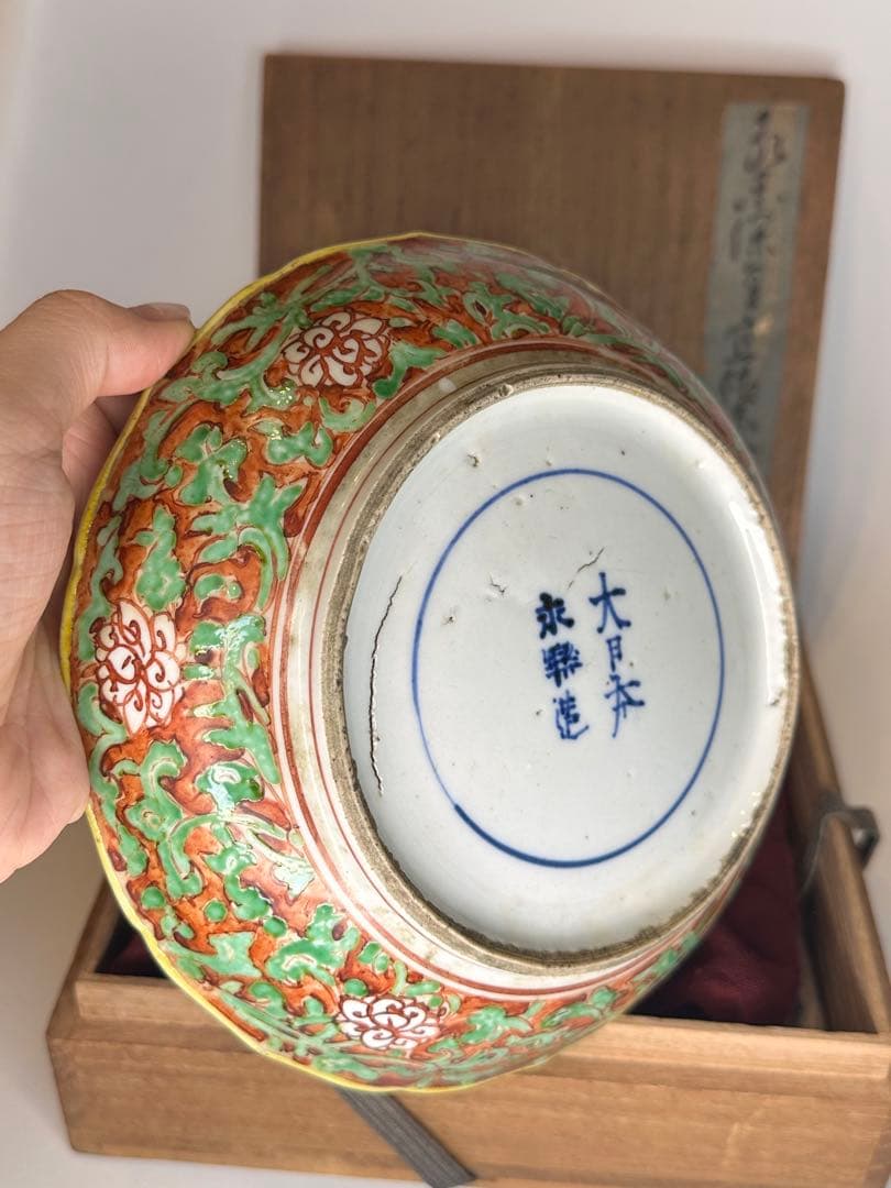 大日本永樂造　色絵　絵皿　底款有　共箱付　時代物　古美術