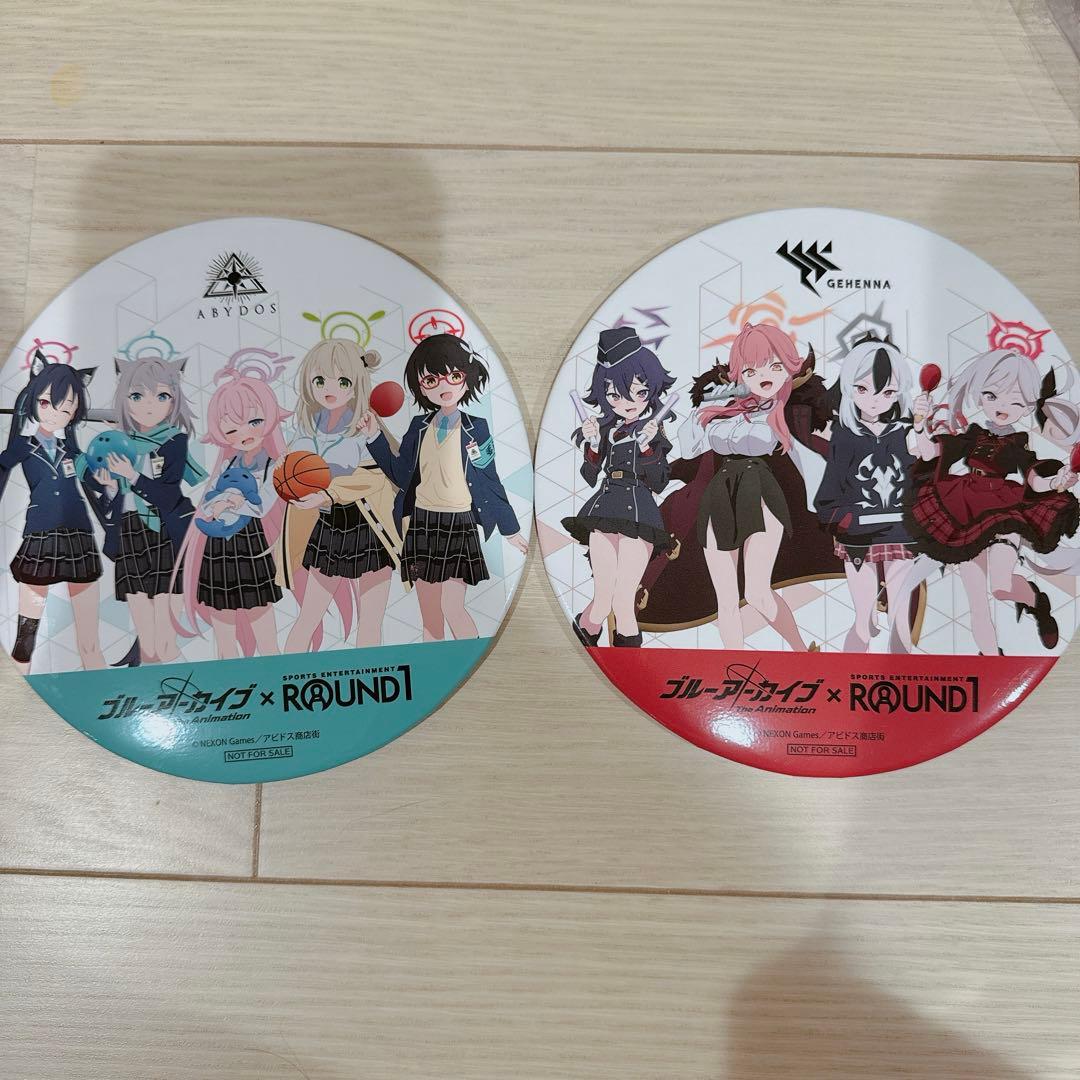 ブルアカ スタンド 缶バッジ ラウンドワン アビドス 便利屋68 大型缶