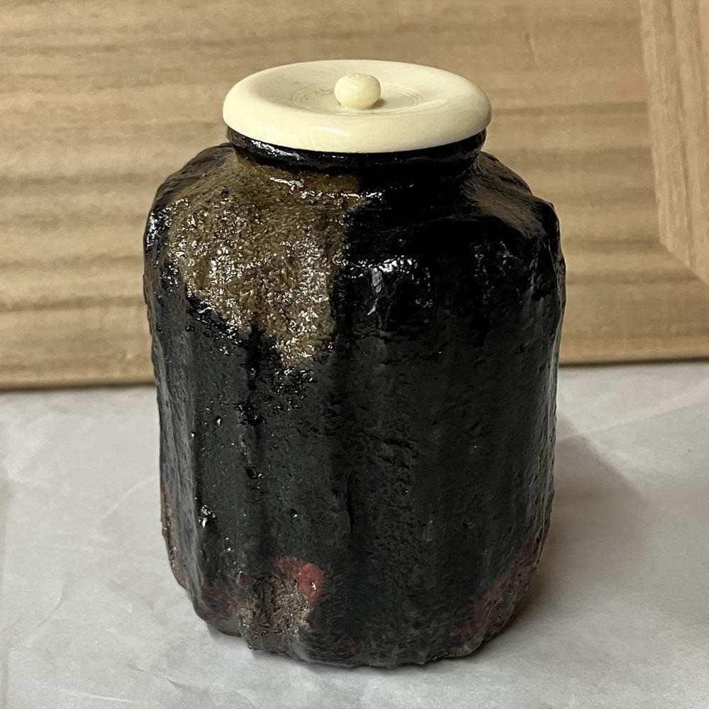 F1388 西村水楽 黒楽 耀変茶入 共箱 替蓋付 茶入 茶器 茶道具 - メルカリ