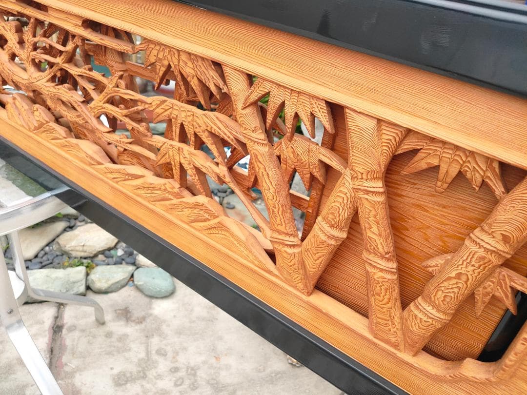 《引取り限定》高級欄間☆松竹梅☆透かし彫り工芸1845x30x380☆木彫り彫刻