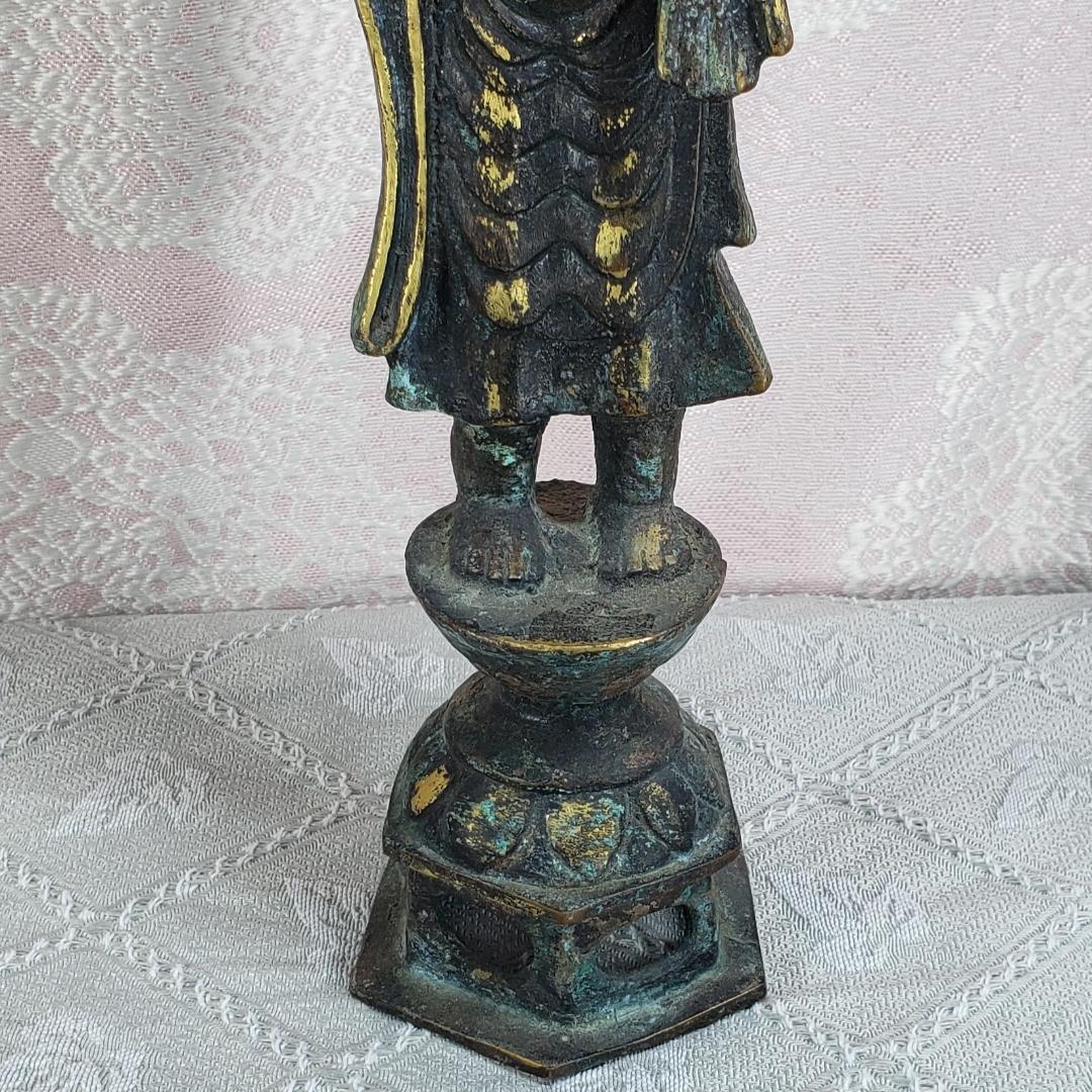 新羅仏】◇金銅如来立像 全高:27.4cm 仏像◇検）天平仏 飛鳥仏