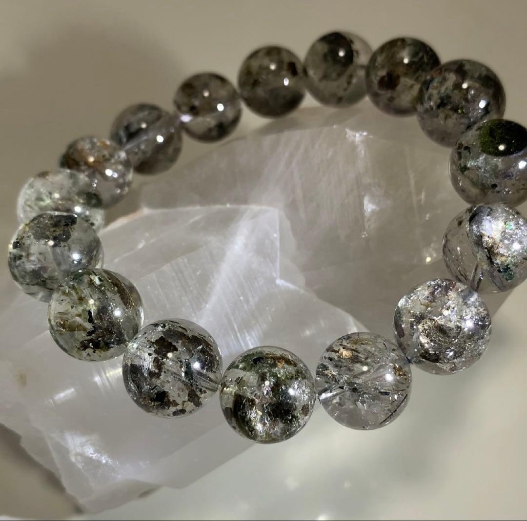 ★かな様★ ①★最高品質★超激レアグリーンマイカinクォーツ　ブレスレット