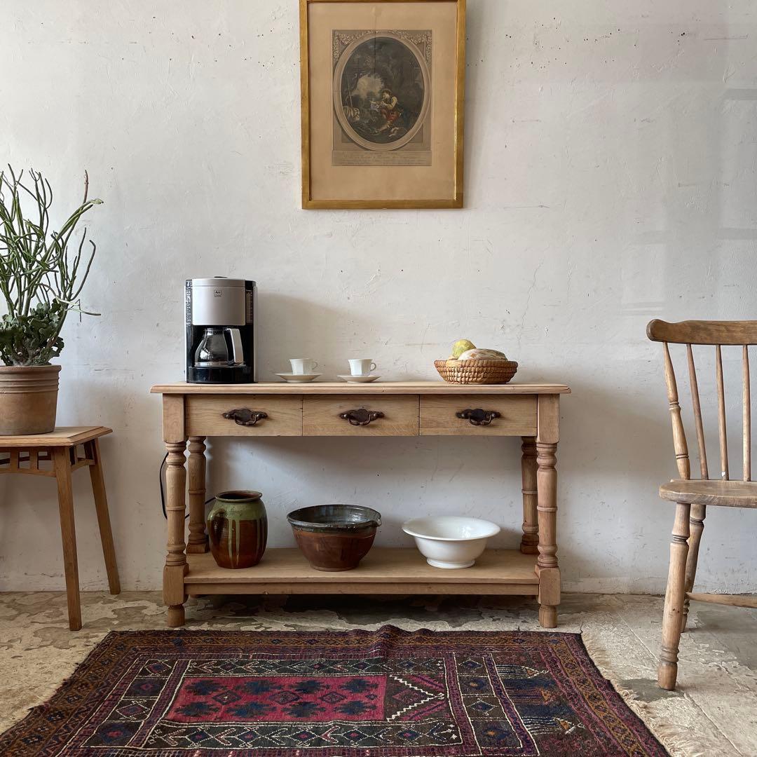 ビンテージ ドロワー カウンター コンソール キッチンテーブル 剥離