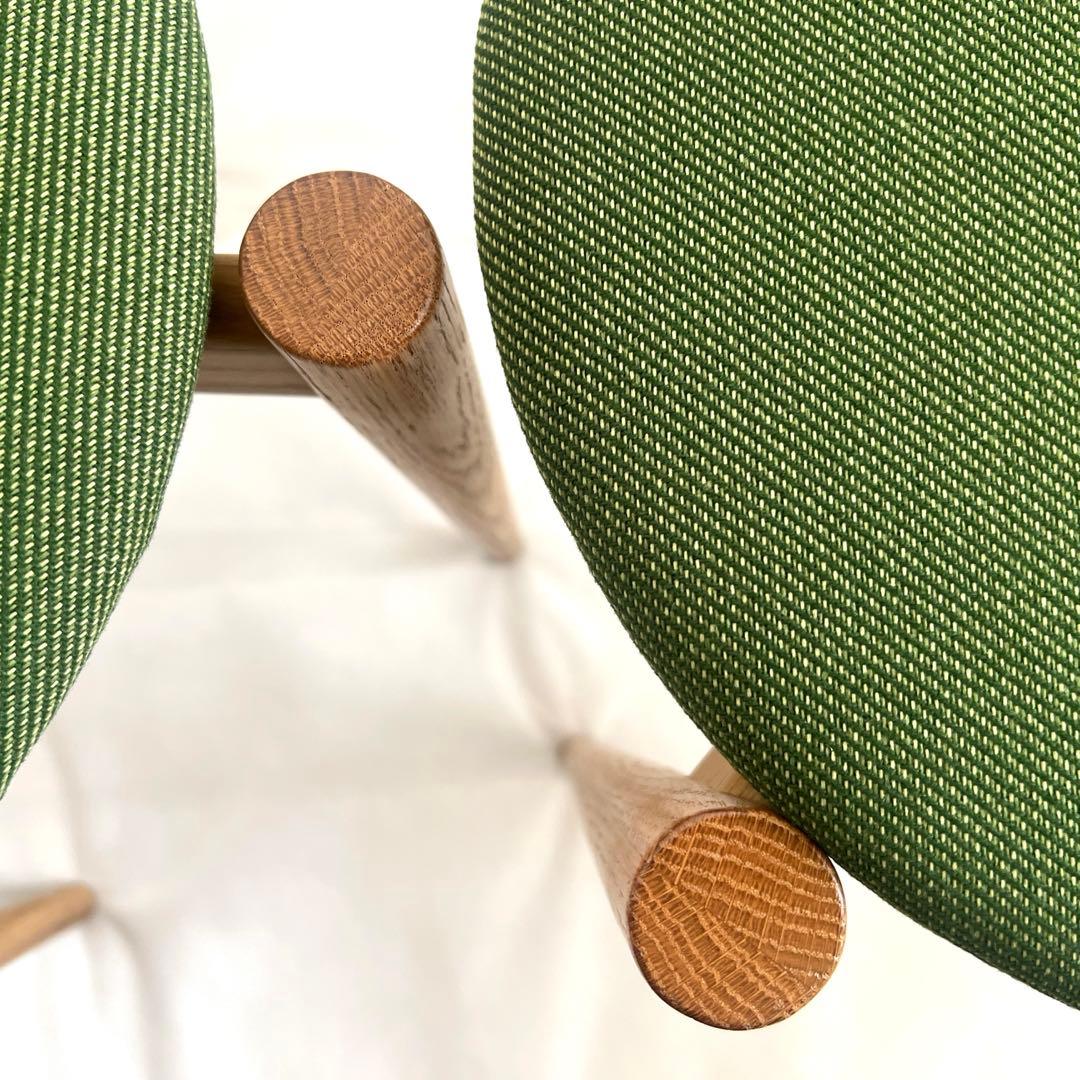 スタッキングスツール・グリーンファブリック・2脚セット・送料込み