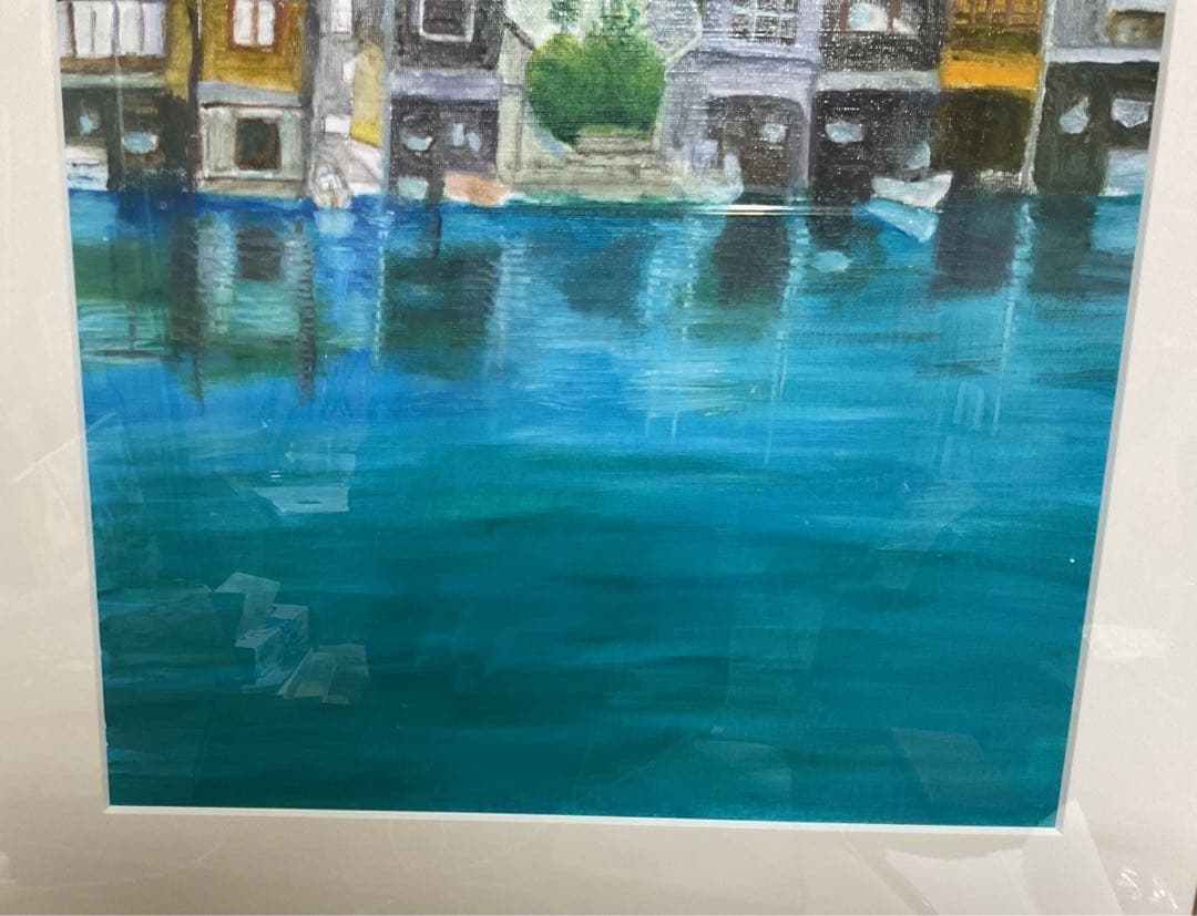 油彩画　「　伊根の舟屋　」　原画　額付