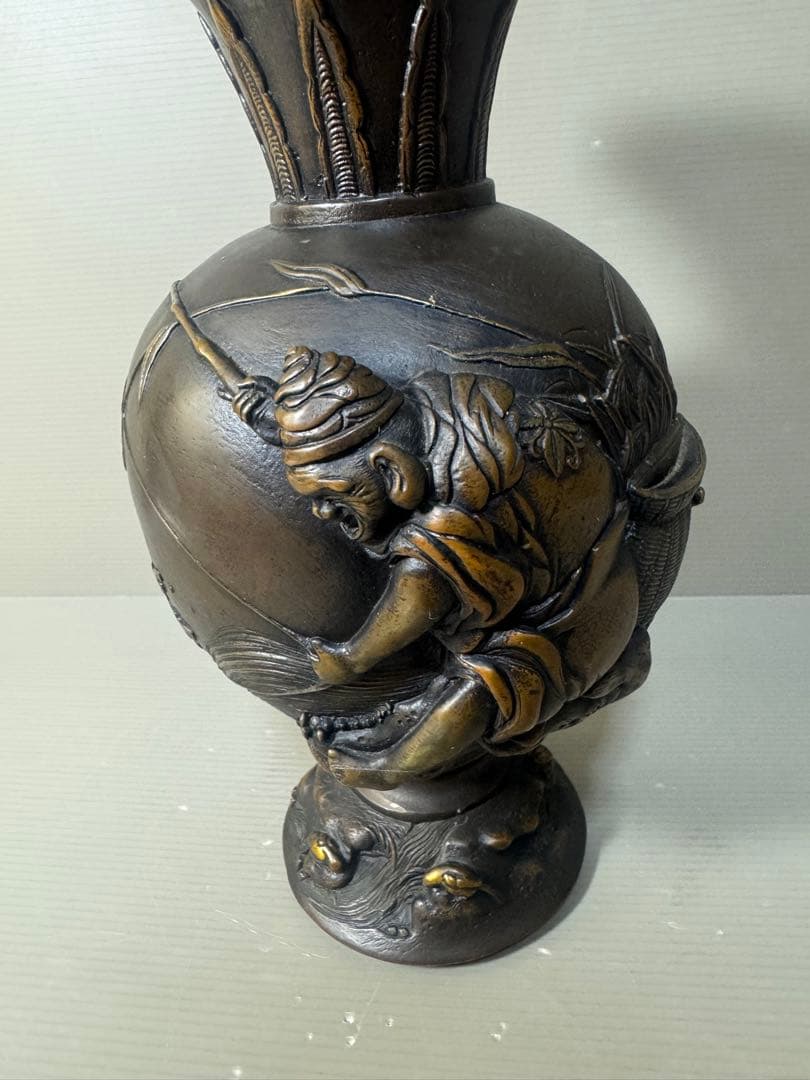 2647 古銅 エビス 花瓶 時代物