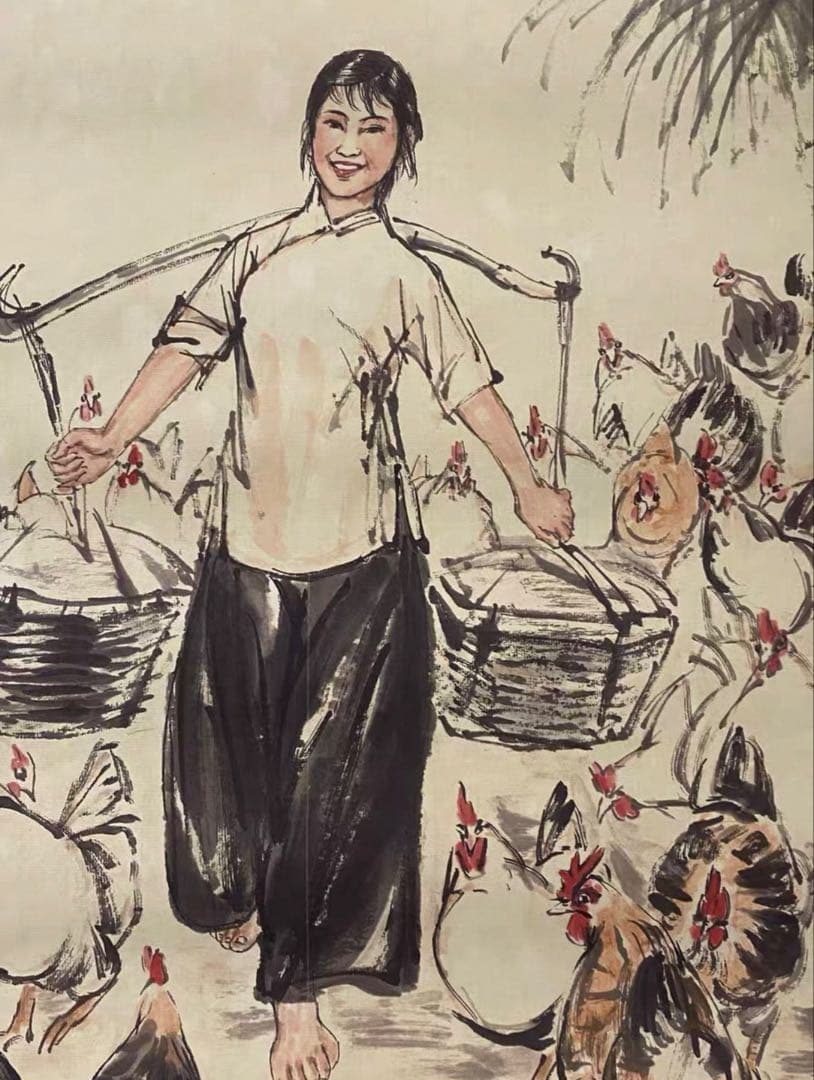 四条屏】黄冑 風人物図 掛軸セット 宣紙・手工表装 中国画 伝統美術