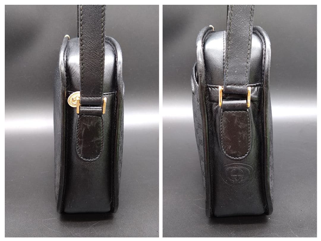 GUCCI ショルダーバッグ GG柄 クロスボディ バッグ 黒 オールドグッチ