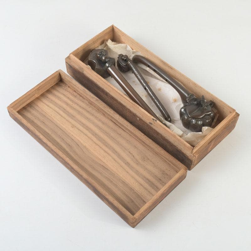 時代提げ物 書道具 古銅 矢立 3点 まとめて 時代箱付 M 9281