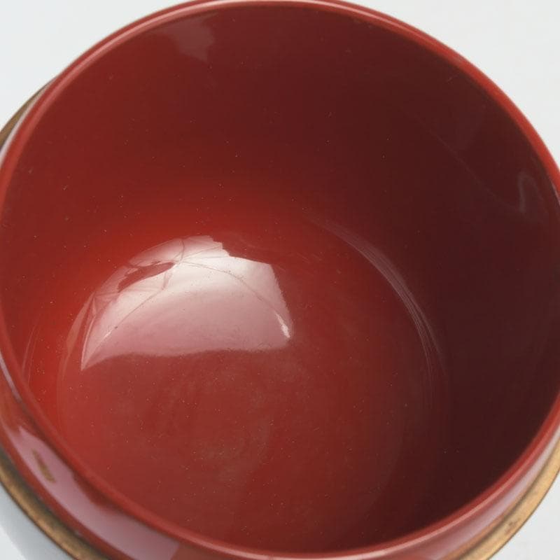 茶道具 山中塗 中嶋宗峰作 立雛蒔絵 内朱 中棗 共箱