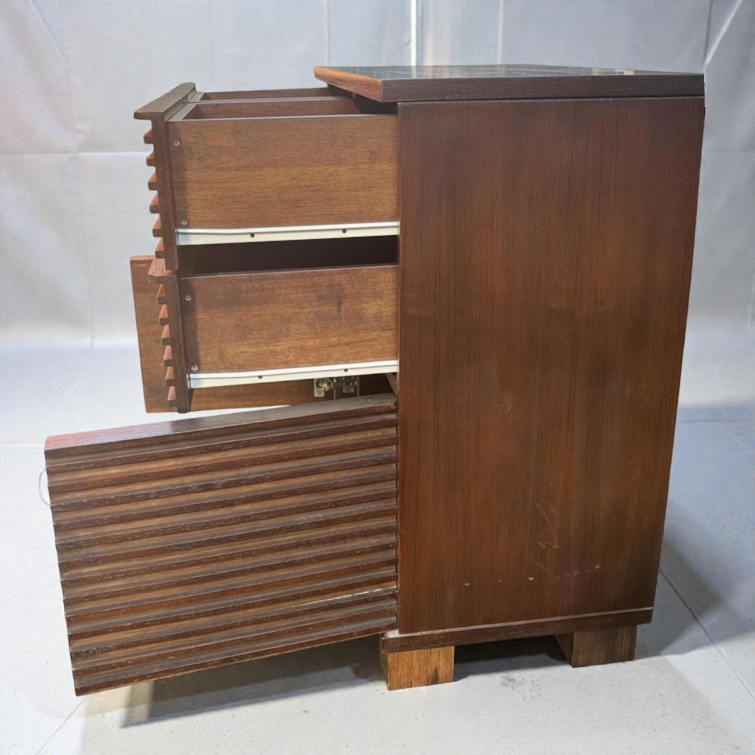 北欧風】ルーバーキャビネット 幅85cm 木製 リビングボード 隠せる収納