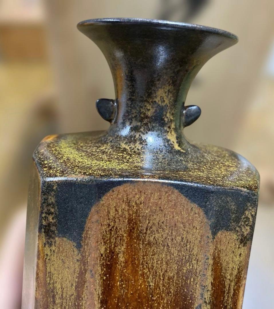 古瀬戸焼 森脇文直作 花入れ 花瓶 陶器 未使用に近い 瀧口