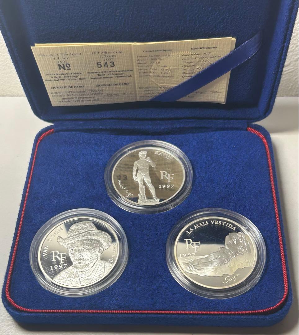 フランス 100フラン銀貨 3枚 「ゴッホ」他 古銭 銀貨 外国コイン