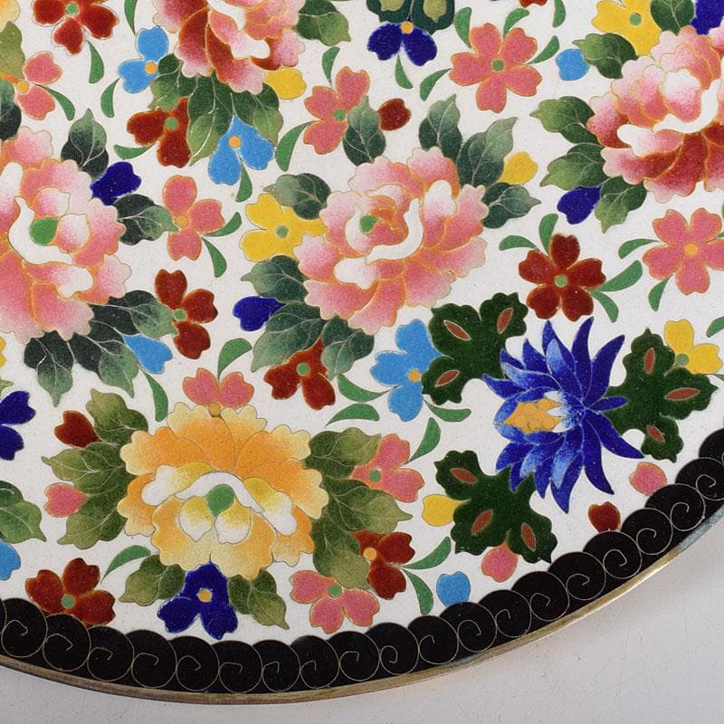 七宝焼 京七宝 錦雲軒 稲葉造 万華友禅文 飾皿 皿立