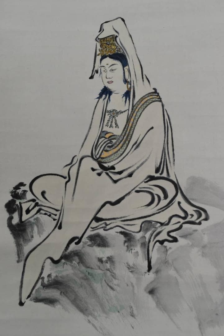 真作】磯田長秋/観音図/掛軸/名家伝来/AA-870 - メルカリ