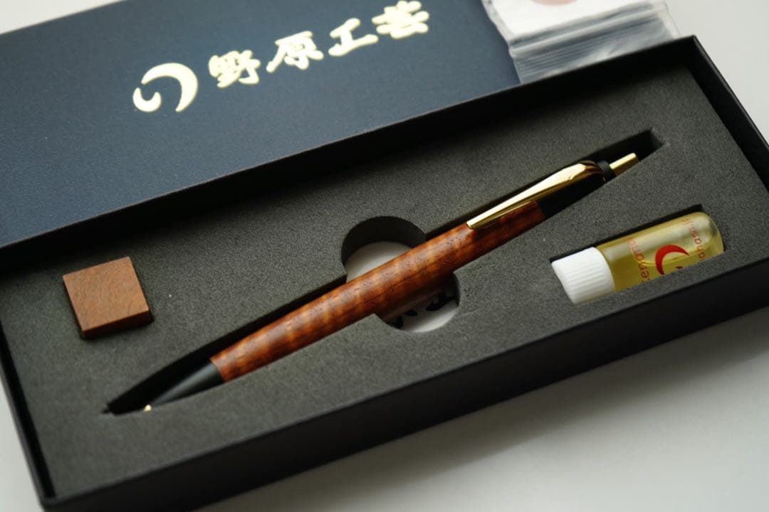 野原工芸 本花梨虎杢 シャーペン 金金具 野原工芸 本花梨虎杢 新型