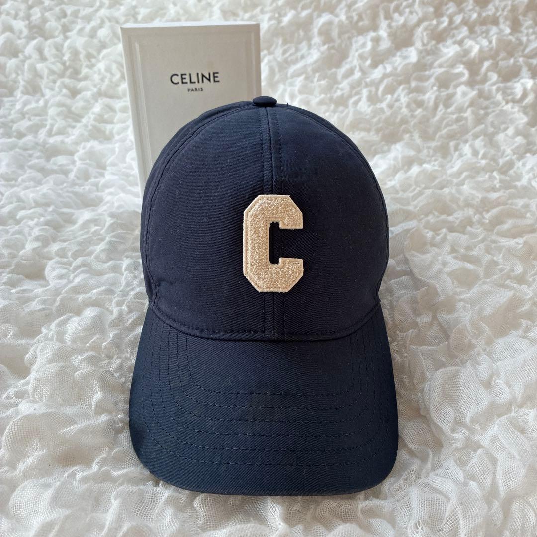 ♡正規品‼︎♡CELINE C刺繍 ベースボールキャップ ネイビー - メルカリ