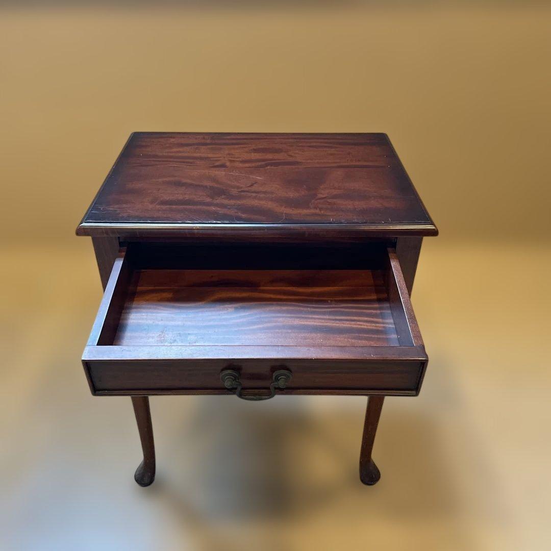 ダークウッド サイドテーブル 引き出し付き