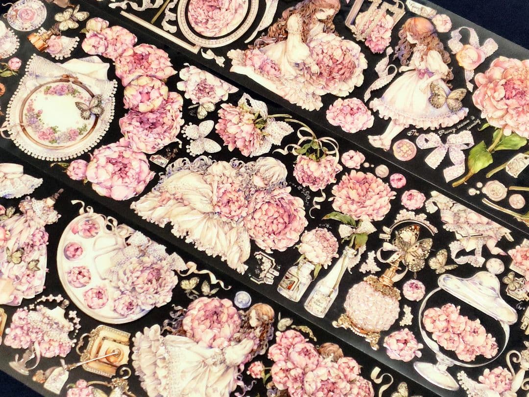 切売 1574☆ 海外 マスキングテープ マステ PET 装飾 花 人物 水晶