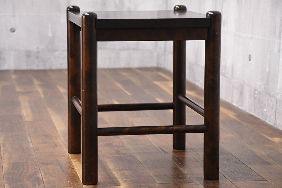 EIK42 北海道民芸家具 #670 スツール カバ/樺 無垢材 板座 腰掛け