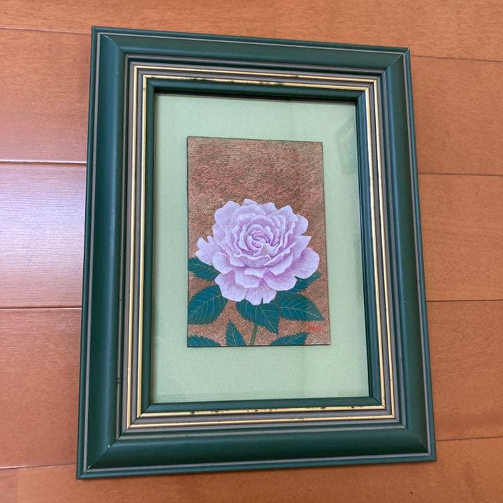 「Pink Rose」テンペラ画