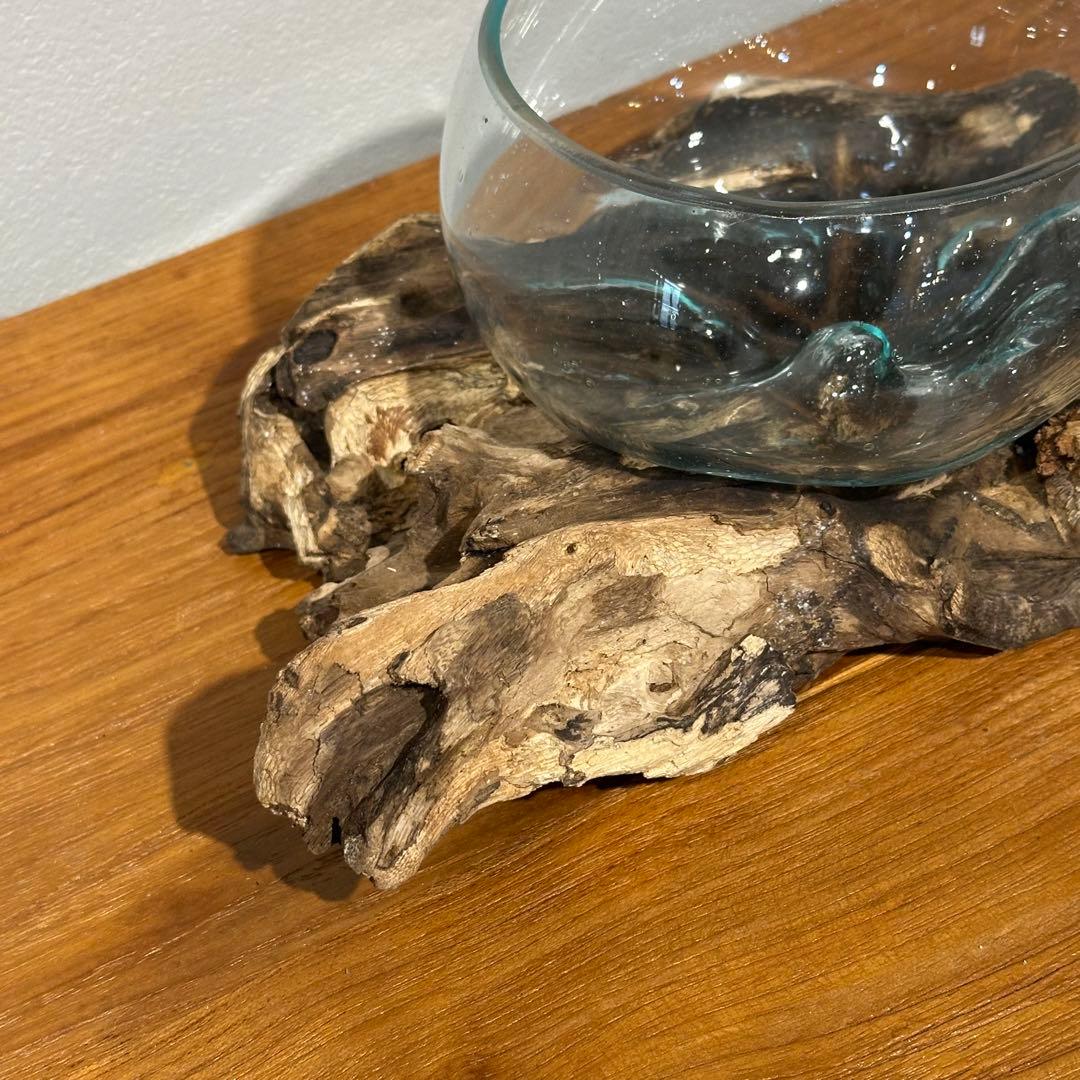 バリ島流木ガラス w25×d17×h10cm 水槽 アクアリウムメダカ水槽810