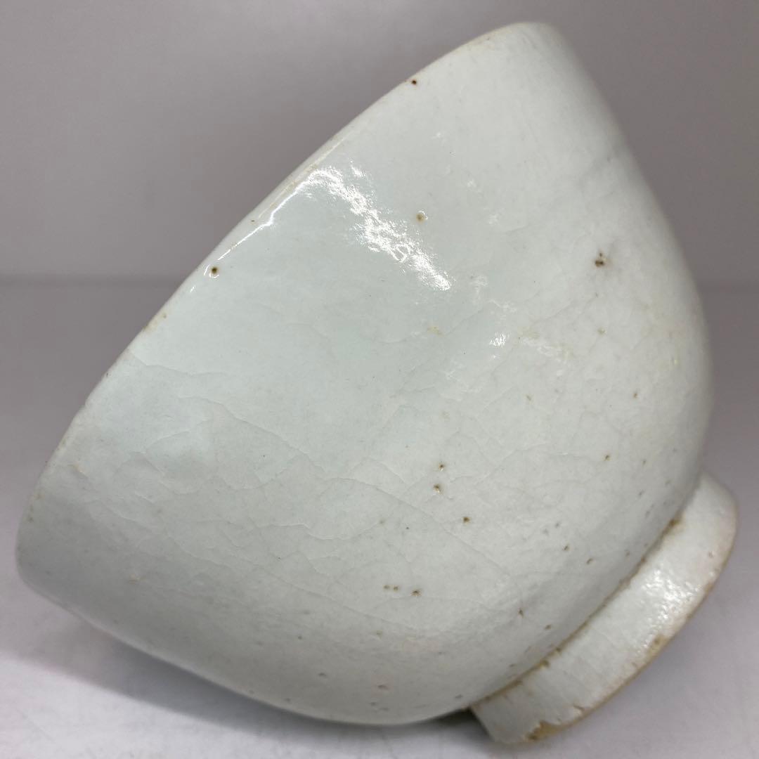 朝鮮古美術 李朝白磁茶碗 J 直径14.5cm 東H5-0903②タサチ