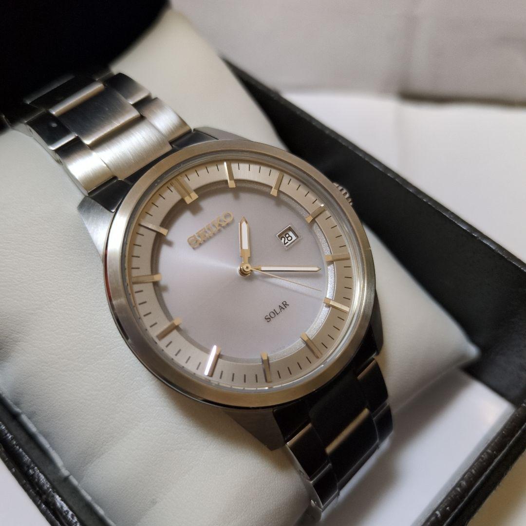美品 SEIKO V147-0AF0 ソーラー ステンレス