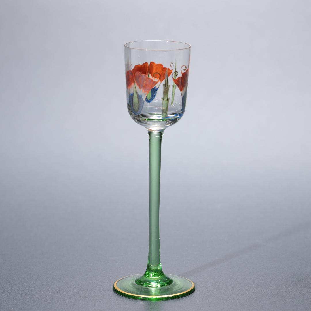 美品】アンティークグラス リキュール 花 オブジェ 花びら R1343ダI