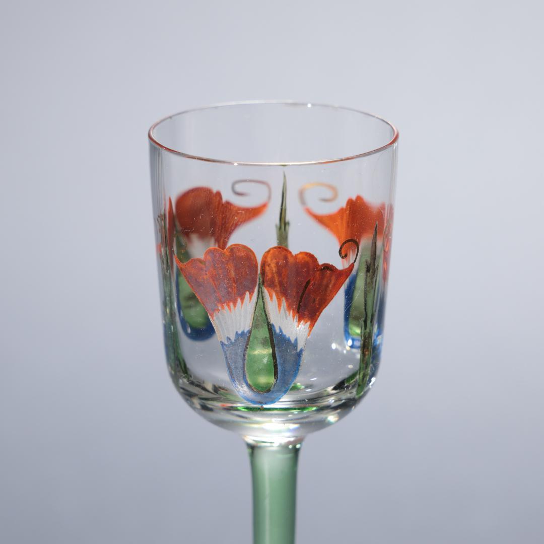 美品】アンティークグラス リキュール 花 オブジェ 花びら R1343ダI