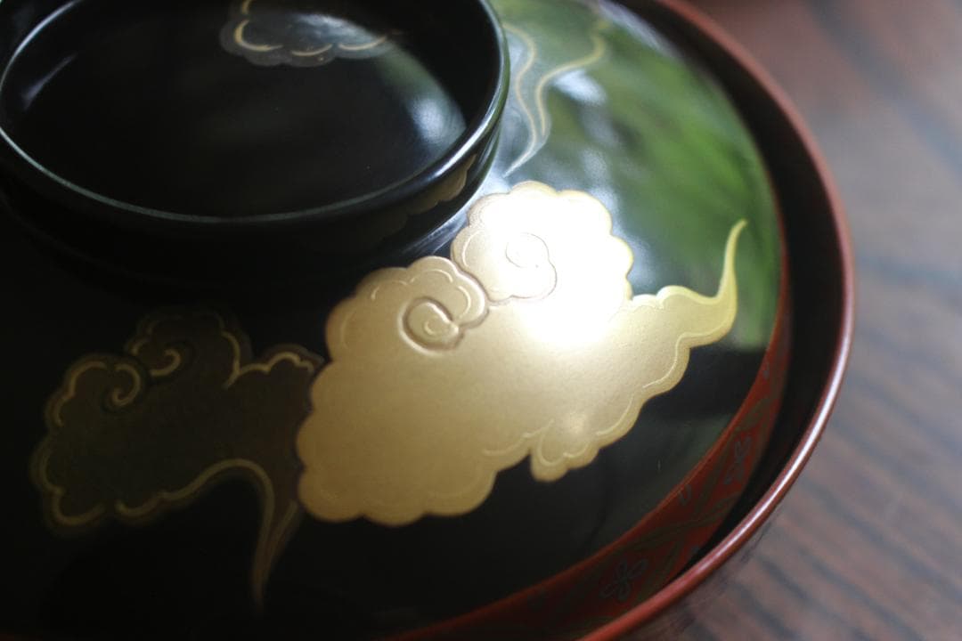 時代逸品！極上七宝文縁に優美な金銀雲蒔絵の映えるお椀2点（検輪島塗蒔絵椀雑煮椀